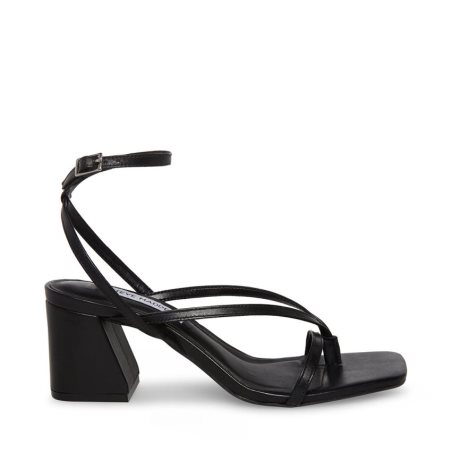 σανδαλια με τακουνι γυναικεια Steve Madden Alaina δερματινα μαυρα | GR-4O65YWS