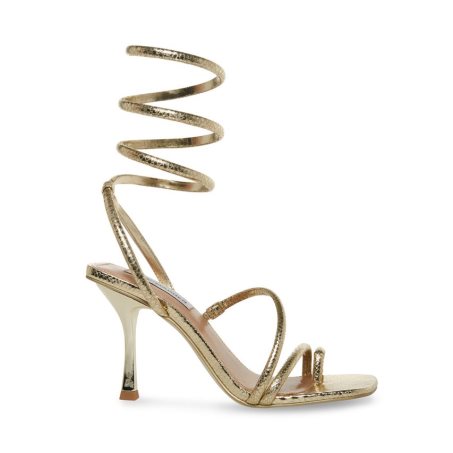 σανδαλια με τακουνι γυναικεια Steve Madden Shantelle Snake χρυσο χρωμα | GR-4O73OSG