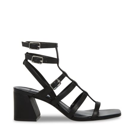 σανδαλια με τακουνι γυναικεια Steve Madden August δερματινα μαυρα | GR-5237LGX
