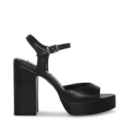 σανδαλια με τακουνι γυναικεια Steve Madden Amy δερματινα μαυρα | GR-5932JMQ