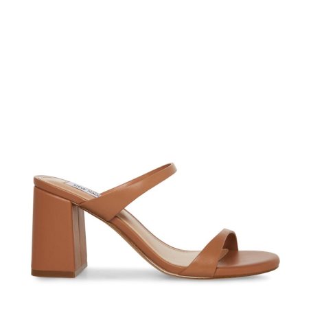 σανδαλια με τακουνι γυναικεια Steve Madden Bridgette δερματινα καφε | GR-5O46LIM