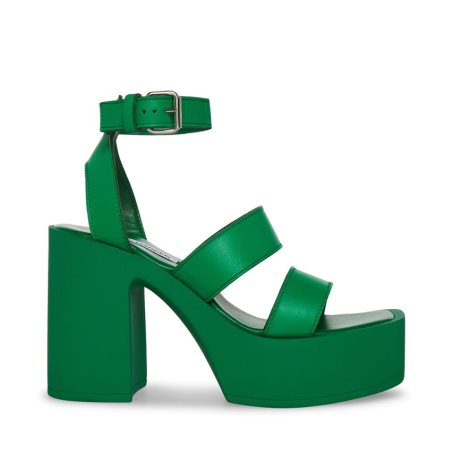 σανδαλια με τακουνι γυναικεια Steve Madden Dora δερματινα πρασινο | GR-653OUXY