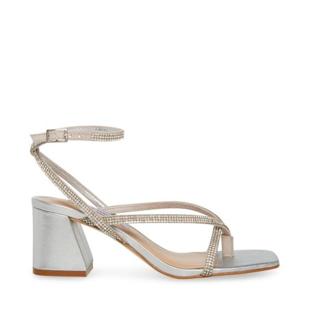 σανδαλια με τακουνι γυναικεια Steve Madden Alaina-r ασημι | GR-6749WHD