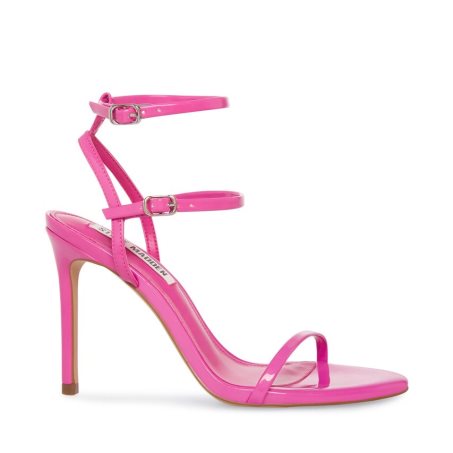 σανδαλια με τακουνι γυναικεια Steve Madden Theresa λουστρινι ροζ | GR-6847EXU