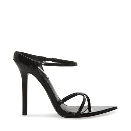 σανδαλια με τακουνι γυναικεια Steve Madden Stunner λουστρινι μαυρα | GR-6952XKM