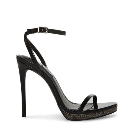 σανδαλια με τακουνι γυναικεια Steve Madden Ari λουστρινι μαυρα | GR-7234XCU