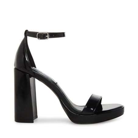 σανδαλια με τακουνι γυναικεια Steve Madden Susan λουστρινι μαυρα | GR-738ODWP
