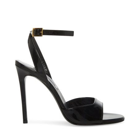 σανδαλια με τακουνι γυναικεια Steve Madden Naryssa λουστρινι μαυρα | GR-7618GRO