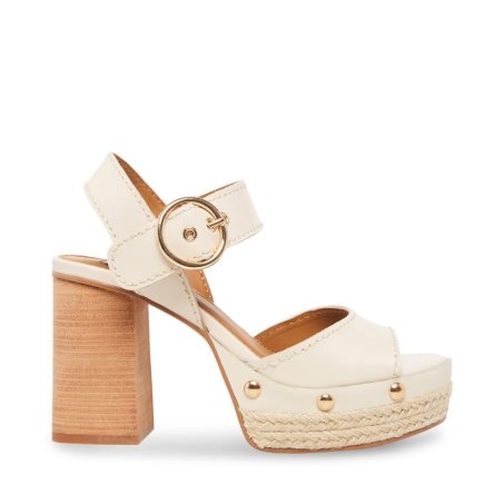 σανδαλια με τακουνι γυναικεια Steve Madden Kamille δερματινα ασπρα | GR-781OCNB