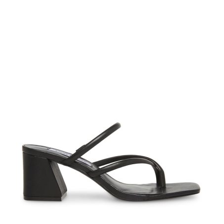 σανδαλια με τακουνι γυναικεια Steve Madden Effie δερματινα μαυρα | GR-7952RBY