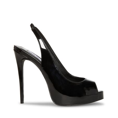 σανδαλια με τακουνι γυναικεια Steve Madden Reeva λουστρινι μαυρα | GR-8243HPC