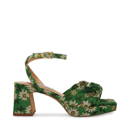 σανδαλια με τακουνι γυναικεια Steve Madden Bettina Floral πρασινο | GR-82O7TYA