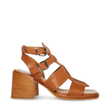σανδαλια με τακουνι γυναικεια Steve Madden Angelene δερματινα καφε | GR-893OHZA