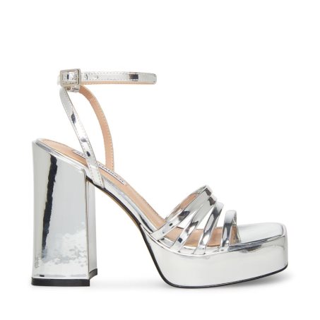 σανδαλια με τακουνι γυναικεια Steve Madden Disco ασημι | GR-8971CFT