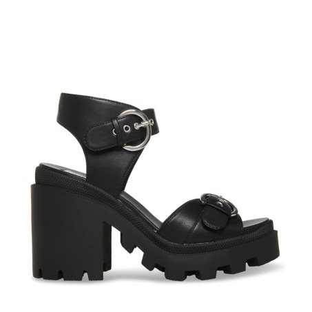 σανδαλια με τακουνι γυναικεια Steve Madden Costal μαυρα | GR-9O47LPY