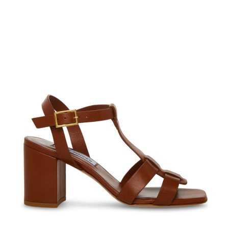 σανδαλια με τακουνι γυναικεια Steve Madden Waverly δερματινα σκούρο καφε | GR-O897VFG