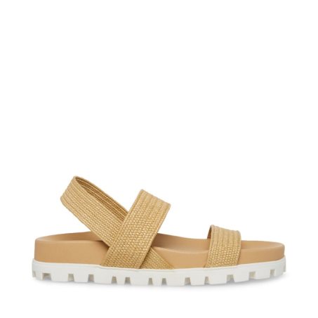 φλατ πεδιλα γυναικεια Steve Madden Landmark Raffia καφε | GR-O718OPB
