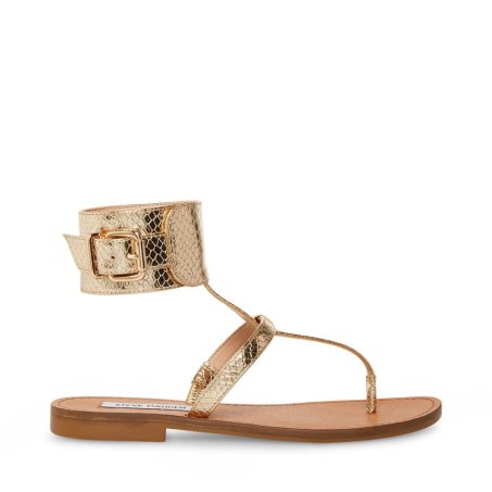 φλατ πεδιλα γυναικεια Steve Madden Rico Snake χρυσο χρωμα | GR-2369TKY
