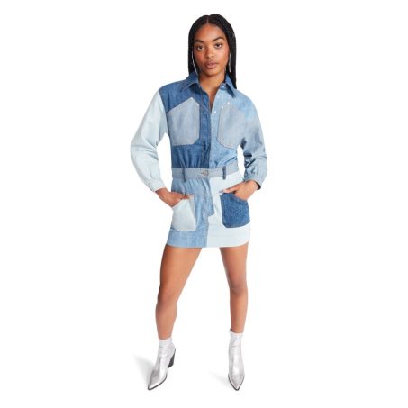 φορεμα γυναικεια Steve Madden Ryleigh Denim Fabric μπλε | GR-9513EHB