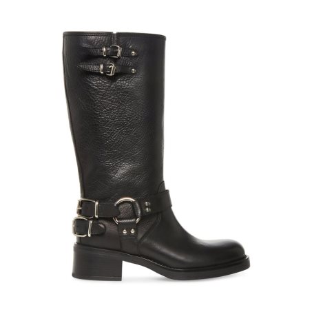 ψηλεσ μποτεσ γυναικεια Steve Madden Axelle δερματινα μαυρα | GR-3597YWX