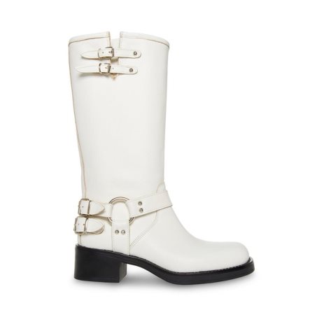 ψηλεσ μποτεσ γυναικεια Steve Madden Axelle δερματινα ασπρα | GR-365OWJQ